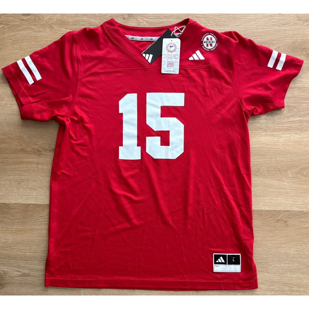 NWT Men's Adidas Nebraska Cornhuskers Dylan Raiola Jersey - Large - Red